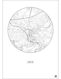 Liege City Map Poster 6km | Gravura – Light background