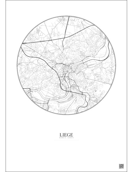 Liege City Map Poster 6km | Gravura – Light background