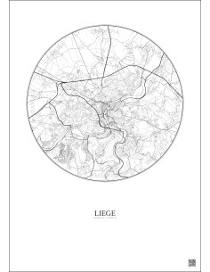 Liege City Map Poster 10km | Gravura – Light background