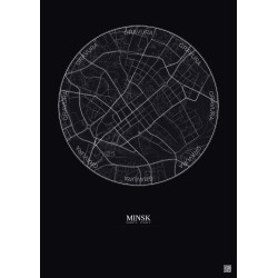 Affiche Minsk – Poster carte de ville 2.5km | Gravura – Fond foncé