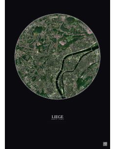 Liege Satellite View Poster 2.5km Color | Gravura – Dark background