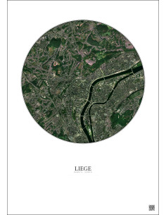 Liege Satellite View Poster 2.5km Color | Gravura – Light background