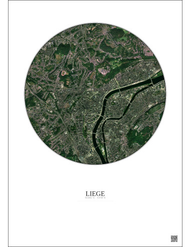 Affiche Liege – Poster vue satellite 2.5km Couleur | Gravura – Fond clair