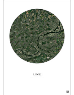Liege Satellite View Poster 6km Color | Gravura – Light background