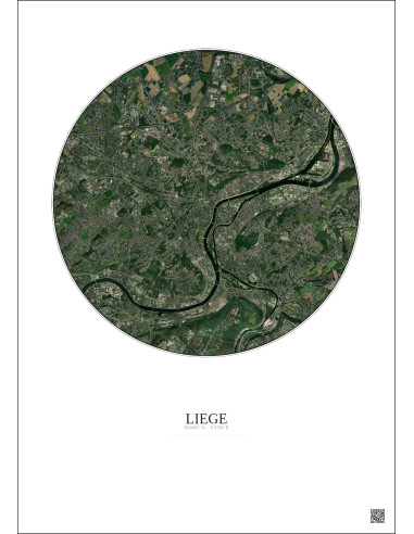 Affiche Liege – Poster vue satellite 6km Couleur | Gravura – Fond clair