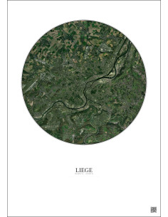 Liege Satellite View Poster 10km Color | Gravura – Light background