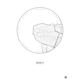 Affiche Beirut – Poster carte de ville 2.5km | Gravura – Fond cl
