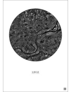 Liege Satellite View Poster 6km B&W | Gravura – Light background