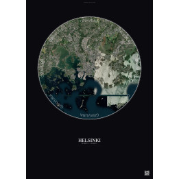 Affiche Helsinki – Poster vue satellite 10km Couleur | Gravura – Fond foncé