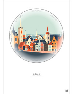 Liege Vintage Travel Poster – Liege | Gravura – Light background