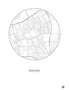 Affiche Manama – Poster carte de ville 2.5km | Gravura – Fond clair