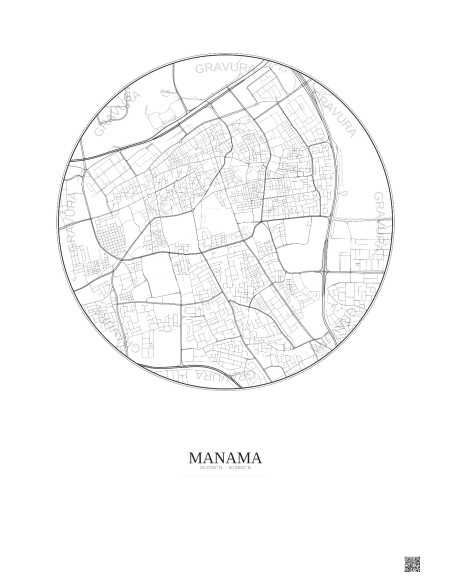 Affiche Manama – Poster carte de ville 2.5km | Gravura – Fond clair
