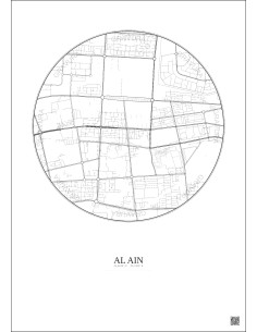 Affiche Al Ain – Poster carte de ville 2.5km | Gravura – Fond clair