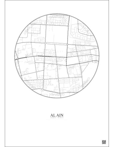 Affiche Al Ain – Poster carte de ville 2.5km | Gravura – Fond clair