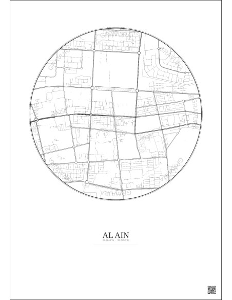 Affiche Al Ain – Poster carte de ville 2.5km | Gravura – Fond clair