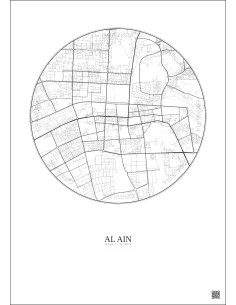 Affiche Al Ain – Poster carte de ville 5km | Gravura – Fond clair