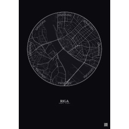 Affiche Riga – Poster carte de ville 2.5km | Gravura – Fond fonc