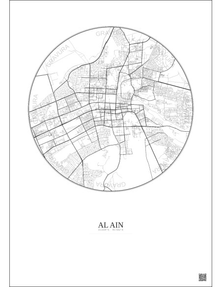 Affiche Al Ain – Poster carte de ville 10km | Gravura – Fond clair