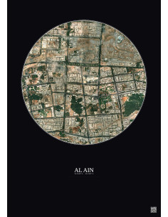 Affiche Al Ain – Poster vue satellite 2.5km Couleur | Gravura – Fond foncé
