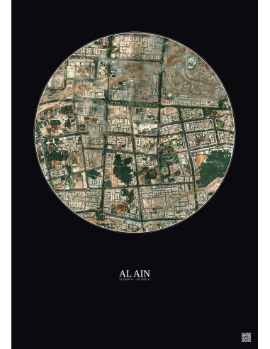 Affiche Al Ain – Poster vue satellite 2.5km Couleur | Gravura – Fond foncé