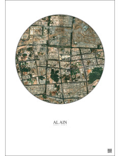 Affiche Al Ain – Poster vue satellite 2.5km Couleur | Gravura – Fond clair