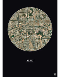 Affiche Al Ain – Poster vue satellite 5km Couleur | Gravura – Fond foncé