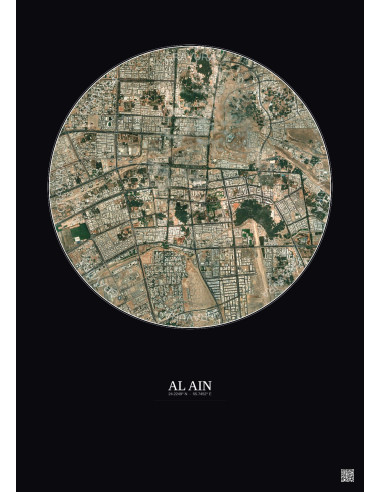 Affiche Al Ain – Poster vue satellite 5km Couleur | Gravura – Fond foncé