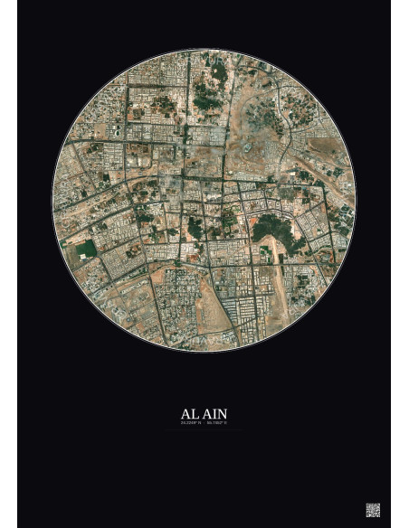 Affiche Al Ain – Poster vue satellite 5km Couleur | Gravura – Fond foncé