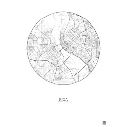 Affiche Riga – Poster carte de ville 6km | Gravura – Fond clair