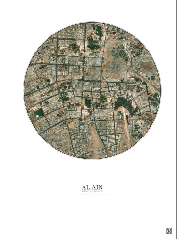 Affiche Al Ain – Poster vue satellite 5km Couleur | Gravura – Fond clair