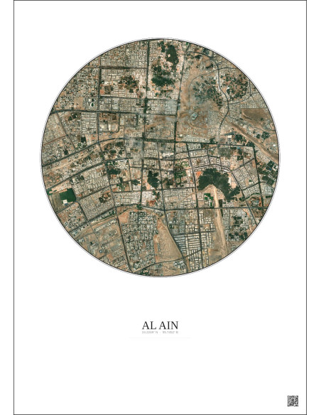 Affiche Al Ain – Poster vue satellite 5km Couleur | Gravura – Fond clair