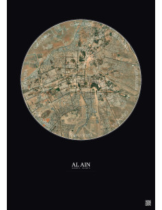 Affiche Al Ain – Poster vue satellite 10km Couleur | Gravura – Fond foncé