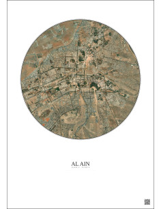Affiche Al Ain – Poster vue satellite 10km Couleur | Gravura – Fond clair