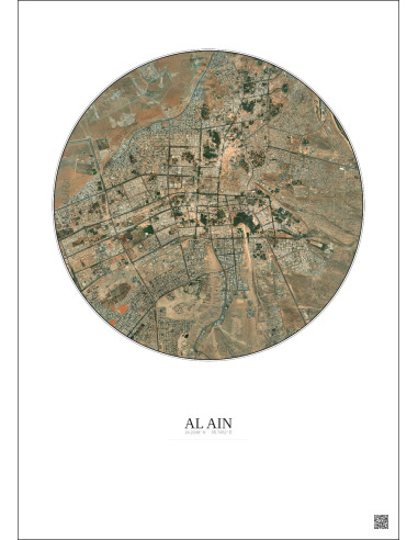 Affiche Al Ain – Poster vue satellite 10km Couleur | Gravura – Fond clair