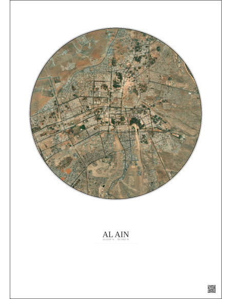 Affiche Al Ain – Poster vue satellite 10km Couleur | Gravura – Fond clair