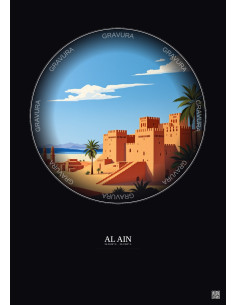Affiche Al Ain – Poster illustration vintage – Al Ain | Gravura – Fond foncé