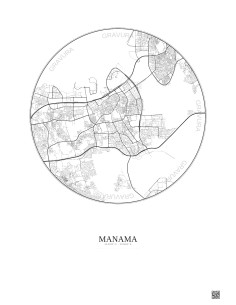 Affiche Manama – Poster carte de ville 6km | Gravura – Fond clair