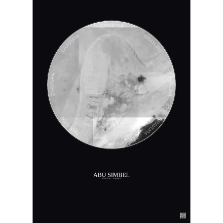 Affiche Abu Simbel – Poster vue satellite 0.1km N&B | Gravura – Fond foncé