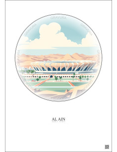 Affiche Al Ain – Poster illustration vintage – Hazza Bin Zayed Stadium | Gravura – Fond clair