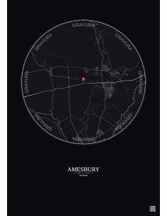 Amesbury - Carte de ville personnalisée 10 km · Fond foncé