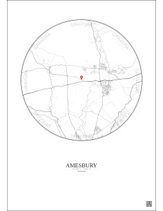 Amesbury - Carte de ville personnalisée 10 km · Fond clair