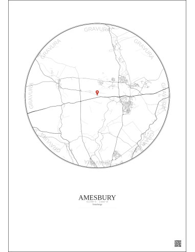Amesbury - Carte de ville personnalisée 10 km · Fond clair