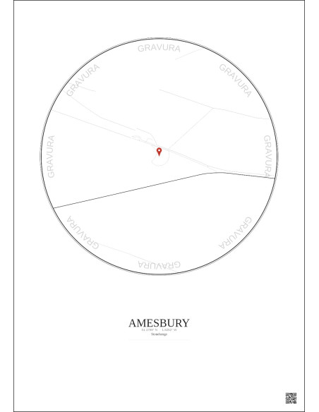 Amesbury - Carte de ville personnalisée 1 km · Fond clair