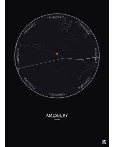 Amesbury - Carte de ville personnalisée 2.5 km · Fond foncé
