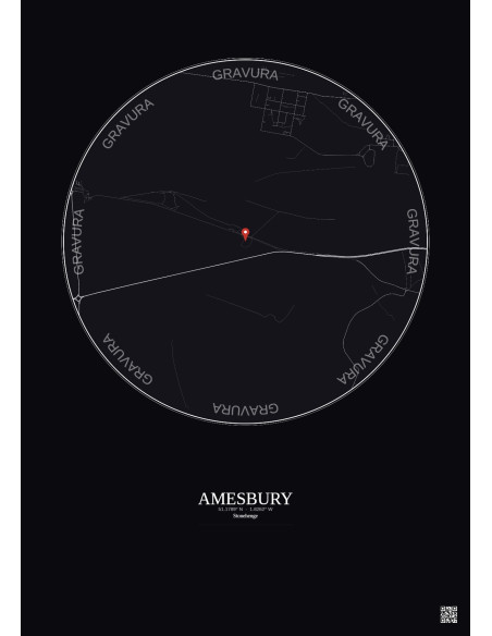 Amesbury - Carte de ville personnalisée 2.5 km · Fond foncé