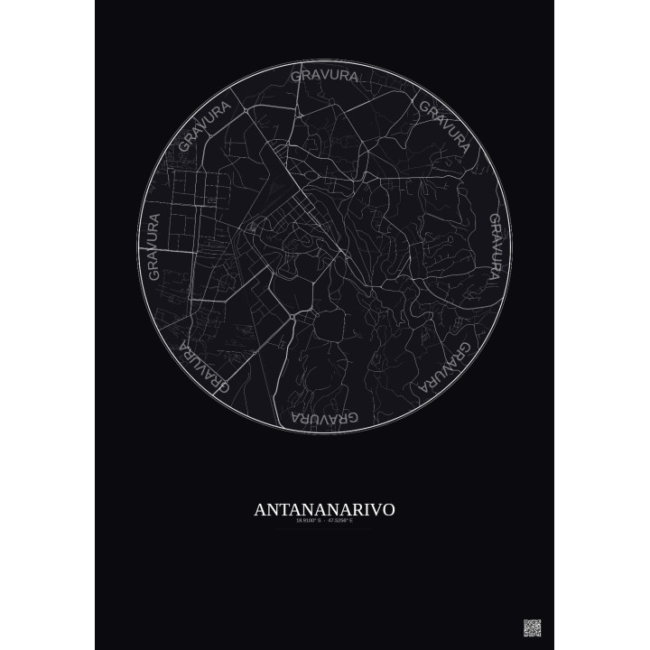 Affiche Antananarivo – Poster carte de ville 2.5km | Gravura – F