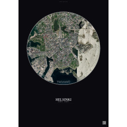 Affiche Helsinki – Poster vue satellite 2.5km Couleur | Gravura – Fond foncé