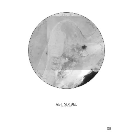 Affiche Abu Simbel – Poster vue satellite 0.1km N&B | Gravura – Fond clair