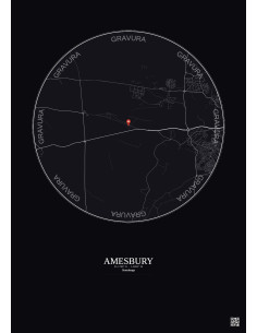 Amesbury - Carte de ville personnalisée 5 km · Fond foncé