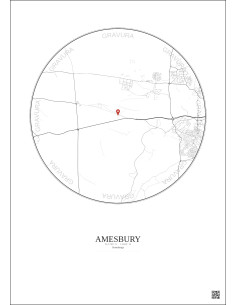 Amesbury - Carte de ville personnalisée 5 km · Fond clair